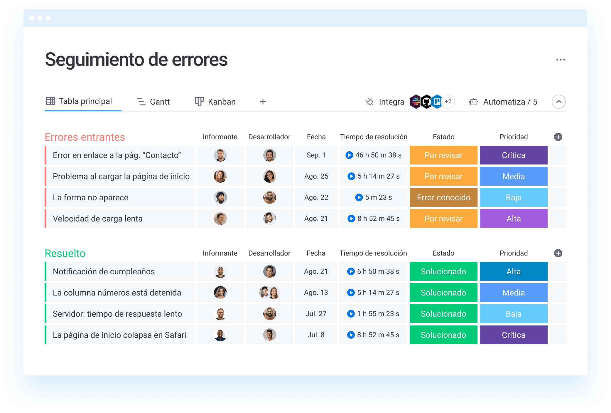 ES Dev Minisite Seguimiento de errores